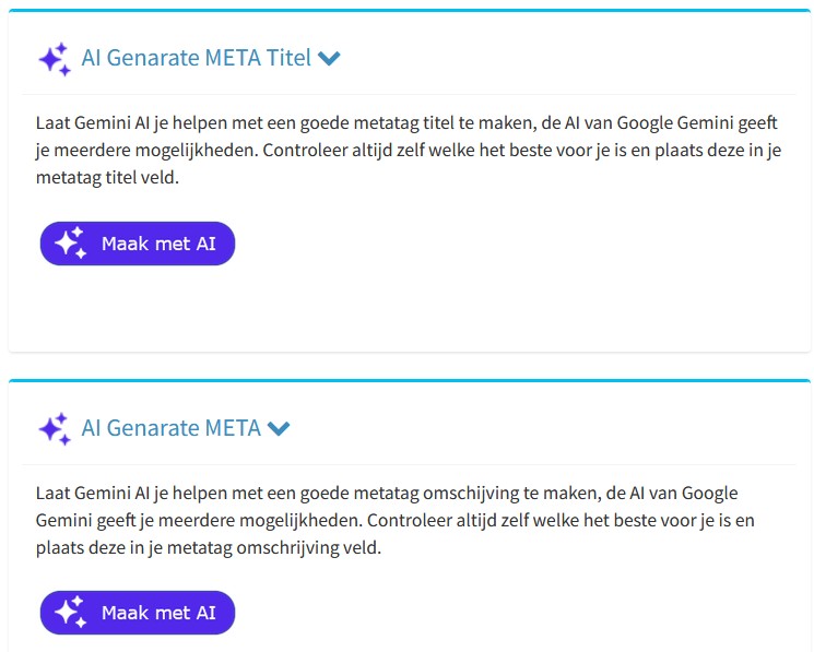 Maak metatag titels en omschrijvingen met gemini ai met jeeigenweb.nl